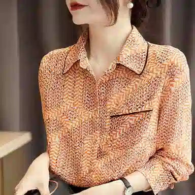 【dme】 雪纺衫碎花印花衬衣长袖衬衫 女款 秋叶黄