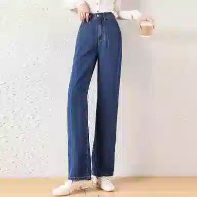 【dme】 窄版直筒宽松显瘦牛仔裤 女款 森海蓝