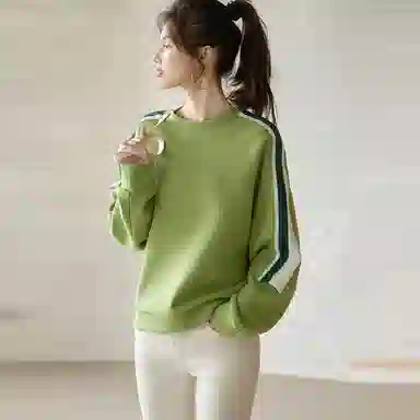 【dme】 套头圆领撞色宽松长袖卫衣 女款