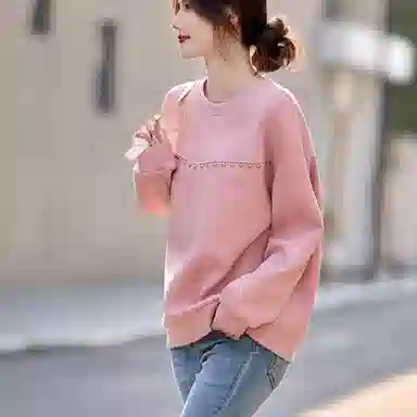 【dme】 套头圆领宽松长袖卫衣 女款