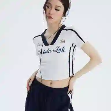 JUFU V-Neck Short Sleeve T-Shirt