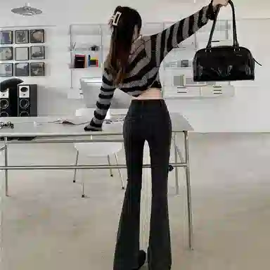 JUFU High Waist Slim Jeans Black