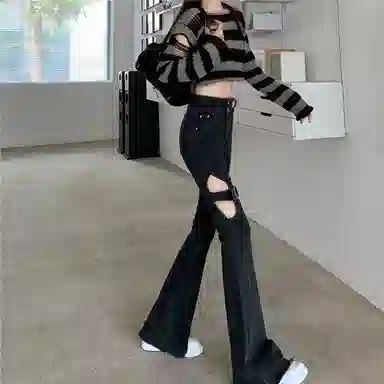 JUFU High Waist Slim Jeans Black