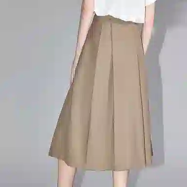 【dme】 纯色高腰百褶半身休闲长裙 女款 深卡其