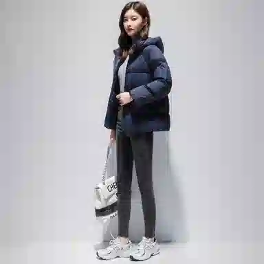 鸭鸭 纯色百搭宽松拉链连帽简约时尚轻薄户外羽绒服 女款