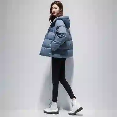 鸭鸭 纯色百搭宽松拉链连帽简约时尚轻薄户外羽绒服 女款