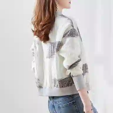 【dme】 通勤休闲宽松拉链长袖夹克外套 女款 乳白