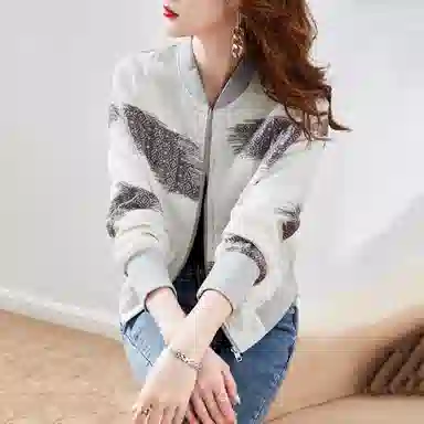 【dme】 通勤休闲宽松拉链长袖夹克外套 女款 乳白