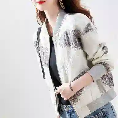 【dme】 通勤休闲宽松拉链长袖夹克外套 女款 乳白