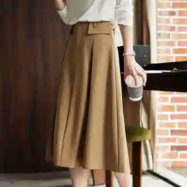 【dme】 纯色气质时尚高级感半身休闲长裙 卡其色