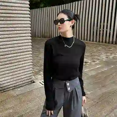 美洋 清泉薄荷羊绒混纺半高领针织衫 女款