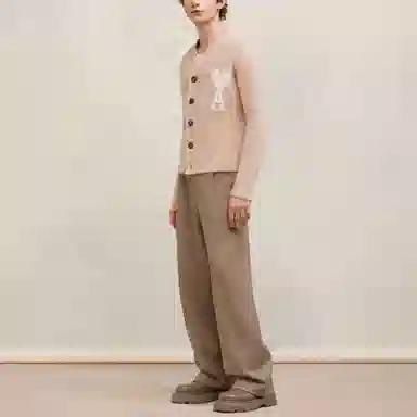 AMIPARIS Cloudy Wool Ami De Cœur Cardigan Pink