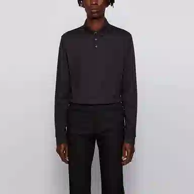 HUGO BOSS Long Sleeve Polo Black