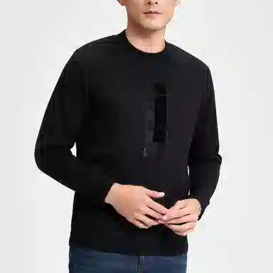 才子 打底内搭保暖圆领套头毛衣 男款 黑色