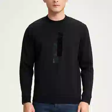 才子 打底内搭保暖圆领套头毛衣 男款 黑色