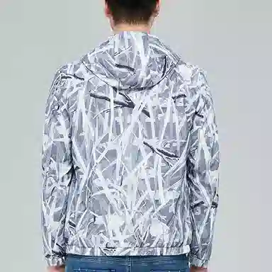 才子 休闲修身短款连帽夹克 男款 灰色