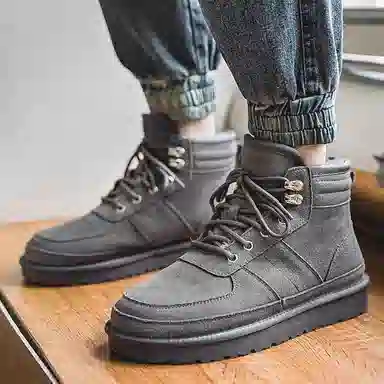 牛反绒 保暖防滑 加绒加厚百搭通勤 短筒 雪地靴 男款