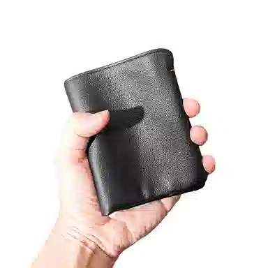 后步 小众不撞款设计简约轻薄百搭休闲通勤日常收纳 头层牛皮 钱包 男女同款情侣款 黑色/咖啡色