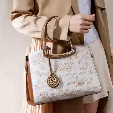 CLEVER&KETCH Rose Brown White Tote Bag