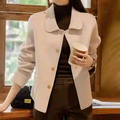 【dme】 纯色单排扣翻领长袖大衣 女款 米白