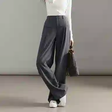 【dme】 阔腿裤高腰高级感垂感设计感拖地裤西装裤休闲裤 女款 黑色