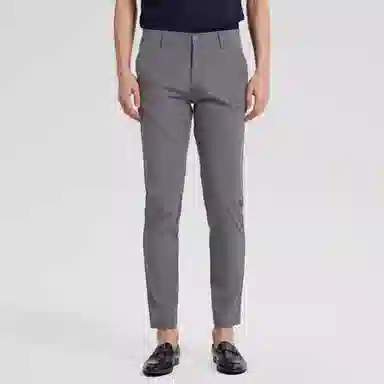 才子 纯色抗皱中腰修身休闲裤 男款