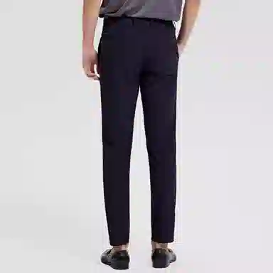 才子 纯色抗皱中腰修身休闲裤 男款