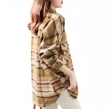 【dme】 舒适休闲简约长袖衬衫 女款 格纹色