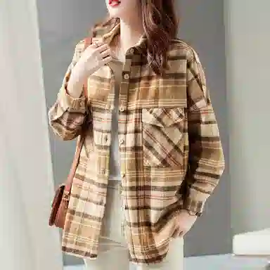 【dme】 舒适休闲简约长袖衬衫 女款 格纹色