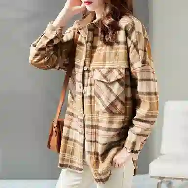 【dme】 舒适休闲简约长袖衬衫 女款 格纹色