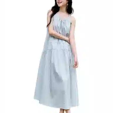 茵曼 宽松简约通勤无袖连衣裙 女款