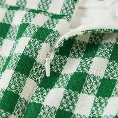 太平鸟 格纹休闲高腰半身裙 绿色