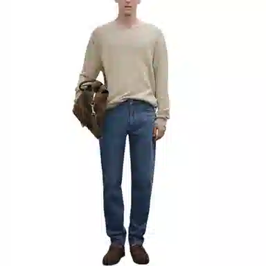 Massimo Dutti Mid-Rise Tapered Jeans Blue