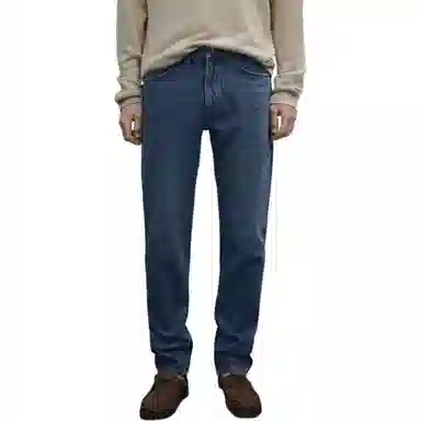 Massimo Dutti Mid-Rise Tapered Jeans Blue