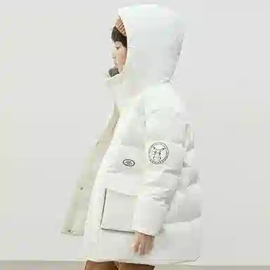 鸭鸭 加厚休闲中长款连帽羽绒服 儿童款