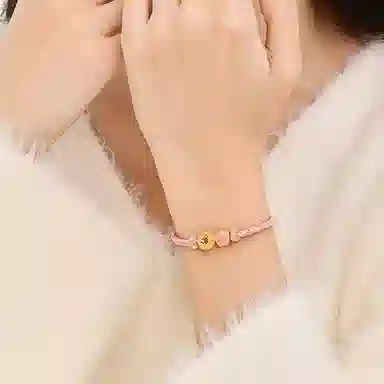 周大生 桃花设计 黄金 珐琅 手链 女款 金色