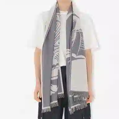 Burberry Embroidered Logo Scarf Brown