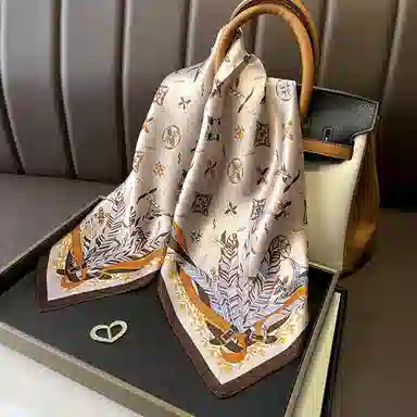 纳兰杜 复古风高级感精致轻奢简约真丝方巾衬衣飘带包包绑带多功能送礼礼盒装 蚕丝 丝巾 女款 浅卡其