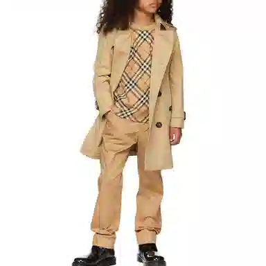 Burberry Check Print T-Shirt Kids Light Brown