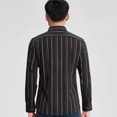 才子 复古印花条纹长袖衬衫 男款