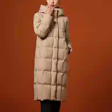 坦博尔 长款连帽商务保暖羽绒服 女款