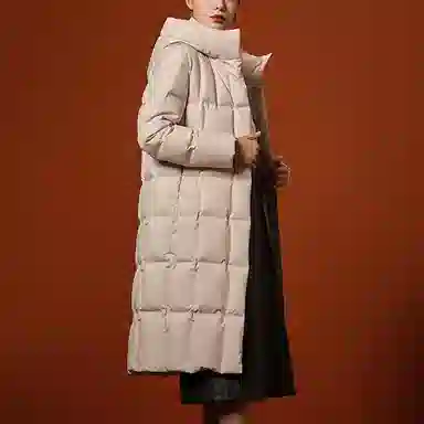 坦博尔 长款连帽商务保暖羽绒服 女款