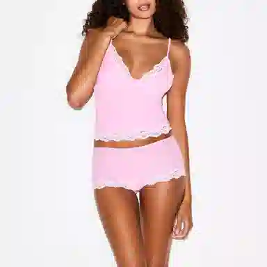SKIMS Fits Everybody Lace Triangle Cami and Boy Short Set