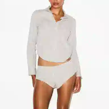 SKIMS COTTON POPLIN MICRO SHORT SLEEP SET