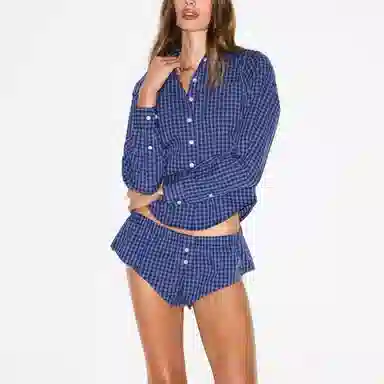 SKIMS FW25 COTTON POPLIN MICRO SHORT SLEEP SET