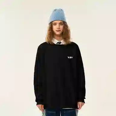 人本 印花图案简约户外逛街时尚宽松套头长袖圆领卫衣 男女同款