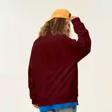 人本 印花图案简约户外逛街时尚宽松套头长袖圆领卫衣 男女同款