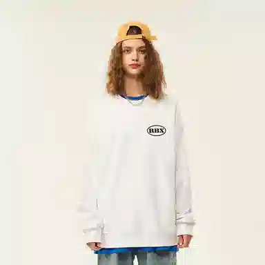 人本 字母简约印花百搭宽松长袖落肩袖套头圆领卫衣 男女同款