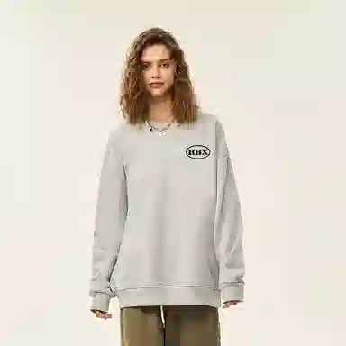 人本 字母简约印花百搭宽松长袖落肩袖套头圆领卫衣 男女同款