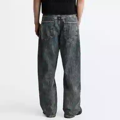 ZARA Vintage Washed Wide Leg Jeans Blue
